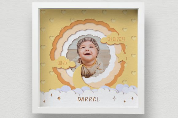 3D Baby Photo Frame Shadow Box SVG: Elevate Your Design Projects