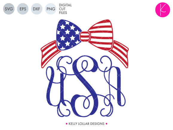 American Flag Bow with USA Monogram