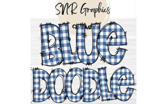Blue Gingham Doodle Letters: A Playful Design Asset