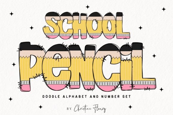 Creative Pencil Doodle Alphabet School PNG for Designers