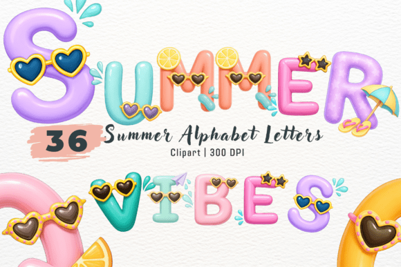 Creative Summer Alphabet PNG Clipart for Vibrant Designs