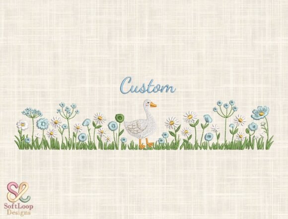 Custom Goose Embroidery Design for Cottagecore Charm