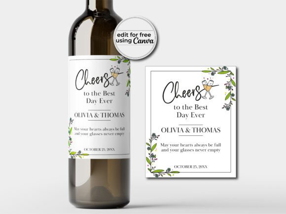 Elegant Editable Wedding Wine Label Template