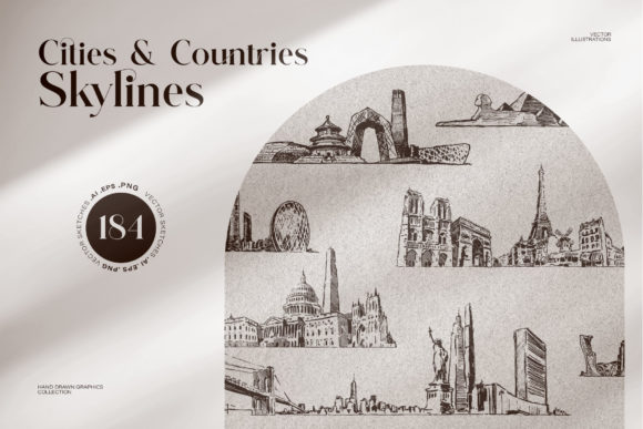 Hand-Drawn Cities Countries Skylines: A Designer's Visual Toolkit