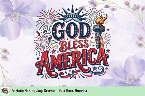 Patriotic 4th of July Graphic: God Bless America Design